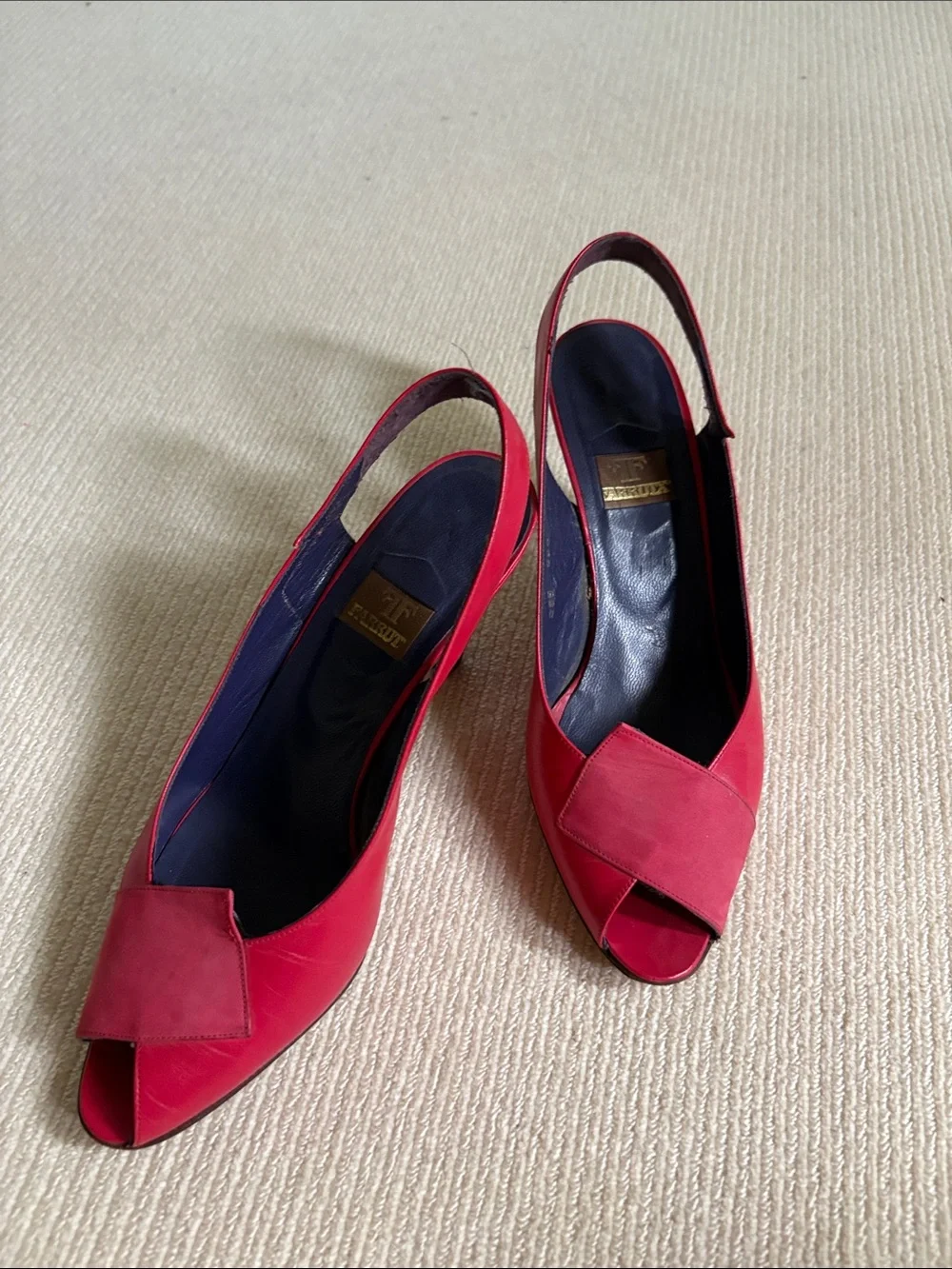 Farrutx Women’s Red Slingback Peep-Toe Heels